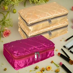 Kuber Industries Beige & Purple 3 Pieces Self Design Reusable Jewellery Organisers-16