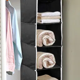 Kuber Industries Black Non Woven Fabric Hanging Organizer-image-95