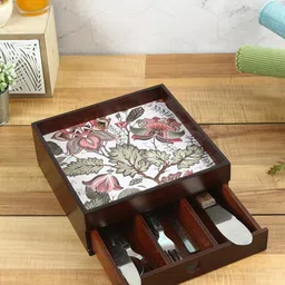 Reinvention Factory Brown Floral Fantasy Printed Organiser With A Drawer & Three Partition-54
