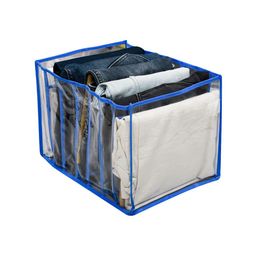 Kuber Industries Blue 7Grided Foldable Drawer Organizer-50
