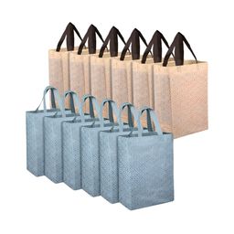 Kuber Industries Blue & Cream 12 Pcs Reusable Handbag Organisers-image-48