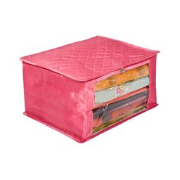 Kuber Industries Pink Reusable Zip Closure Saree Storage Bag Organisers-image-38