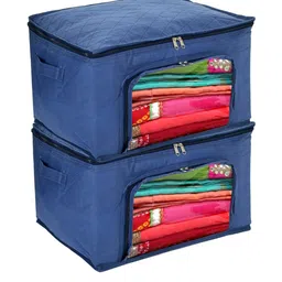 Kuber Industries Set Of 2 Blue Solid Organisers-37