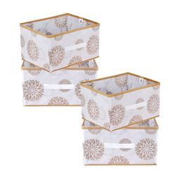 Kuber Industries White & Beige 4 Pcs Printed Multi-Utility Organisers-32