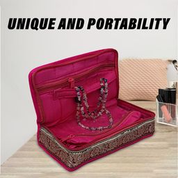 Kuber Industries Pink 2 Pieces 5 Pouch Foldable Jewellery Kit Organisers-16