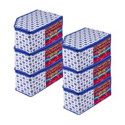 Kuber Industries Blue & White Printed 6 Pieces Reusable Multi-Utility Organisers-5