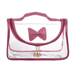 Kuber Industries Transparent & Peach-Colored Waterproof Cosmetic Organizer With Handle-39