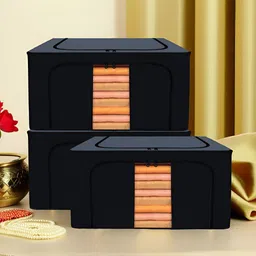 Kuber Industries Grey & Black 3 Pieces Regular Drawer Organiser-3