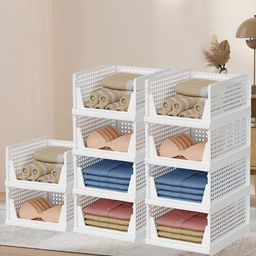 Kuber Industries White 10 Pieces Textured Multi-Utility Organisers-21