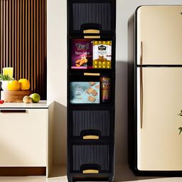 Kuber Industries Black 5 Pcs Multi-Utility Cabinet Organizer-40