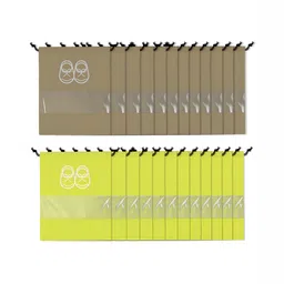 Kuber Industries Yellow & Brown 24 Pieces Printed Water Resistant Shoes Organisers-31