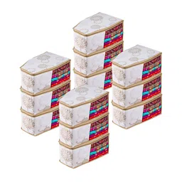 Kuber Industries White & Beige 12 Pieces Reusable Saree Organisers-8