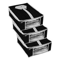Kuber Industries Black & White 3 Pieces Printed Shirt Cover With Transparent Window-image-47