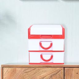 Kuber Industries Red & White 2-Pcs Colourblocked Jewellery Organisers-1