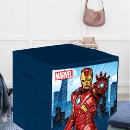 Kuber Industries Navy-Blue & Red Printed Marvel Ironman Foldable Storage Box With Handle-6