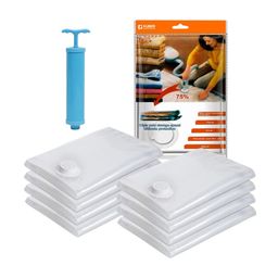 Kuber Industries 8 Pcs Transparent Vacuum Storage Organisers With Hand Pump-52