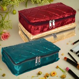 Kuber Industries Beige & Red 3 Pieces Jewellery Organisers-21