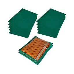 Kuber Industries Green 12 Pieces Reusable Saree Organisers With Zip Closure-19