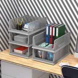 Kuber Industries Grey 5 Pieces Regular Desk Organisers-17