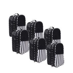 prettykrafts Set Of 6 Black & White Striped Shoe Organisers-44