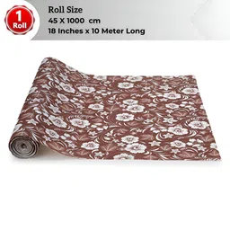Dakshya Industries White & Brown Floral Printed Water Resistant Shelf Liner Organiser-image-94