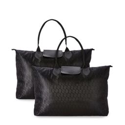 Kuber Industries Black Set Of 2 Textured Oversized Shopper Tote Bag-2