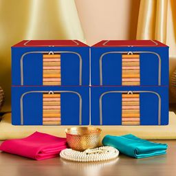 Kuber Industries Red 4 Pieces Steel Frame Underbed  Drawer Organiser 44 Liter-18