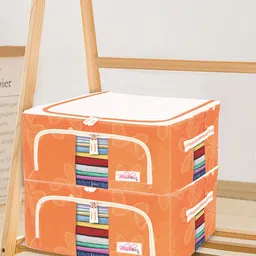 BlushBees Set Of 2 Orange & White Printed Wardrobe Organiser-27