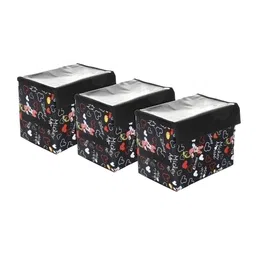 Kuber Industries Black & Red 3 Pcs Disney Minnie Printed Organiser With Lid & Handle-28