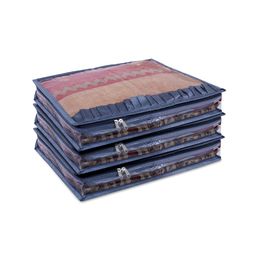 Kuber Industries Grey & Transparent 3 Pcs Satin Foldable Single Saree Covers With Zipper-0