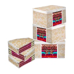 Kuber Industries Gold-Toned & White 6 Pieces Printed Multi-Utility Organisers-36