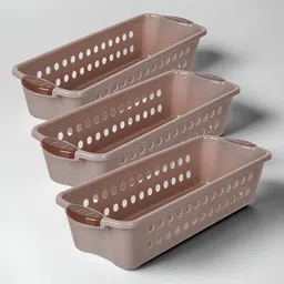 Kuber Industries Peach-Coloured 3 Pieces Textured Multi-Utility Organisers-38