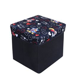 Kuber Industries Black Disney Printed Storage Stool with Lid-12