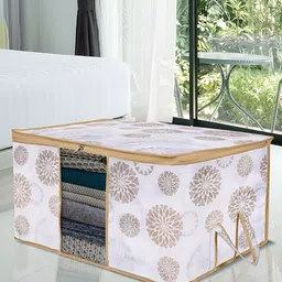 Kuber Industries White & Gold Toned 6 Pieces Printed Multi Utility Organisers-56