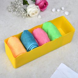 Kuber Industries Yellow 4 Pieces Regular Drawer Organiser-3