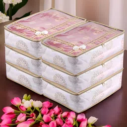 Kuber Industries White 6 Pieces Printed Drawer Organiser-52
