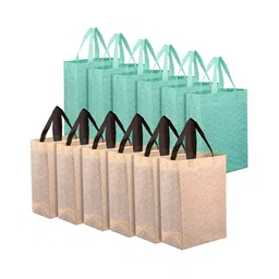 Kuber Industries Set of 12 Geometric Printed Non-Woven Reusable Shopper Handheld Bags-34