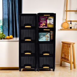Kuber Industries Black 8 Pieces Regular Folding Cabinet Storage Organizer-58
