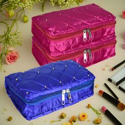 Kuber Industries Pink and Blue 3 Pieces Reusable Jewellery Organisers-49