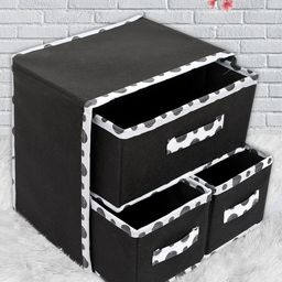 Kuber Industries Black & White Printed Foldable Jewellery Organiser-12