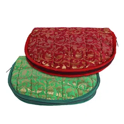 Kuber Industries Red & Green 2 Pcs Woven Design Jewellery Organizer-20