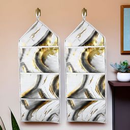 Kuber Industries Grey 2 Pieces Printed Regular Wall Hanging Organisers-30