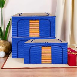 Kuber Industries Blue 3 Pieces Printed Multi-Utility Organisers-28
