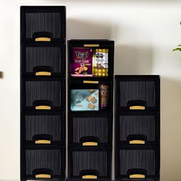Kuber Industries Black 3 Pieces Regular Folding Cabinet Storage Organizers-54