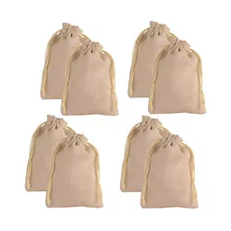 Kuber Industries Cream 6 Pieces Regular Self Design Multi Utility Potli Bags-27