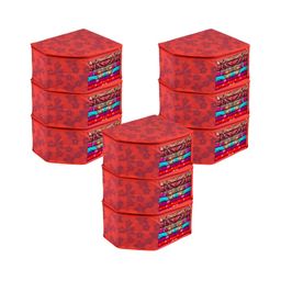 Kuber Industries Red & Transparent 9 Pcs Printed Wardrobe Organisers-12