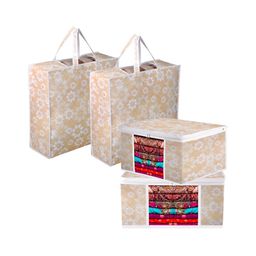 Kuber Industries Gold-Toned 4 Pieces Regular Multi-Utility Storage Bag Organisers-18