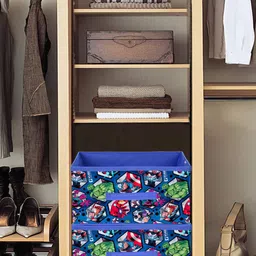 Kuber Industries 3-Pcs Blue & Green Marvel Avengers Printed Non Woven Foldable Storage Box With Handle-16
