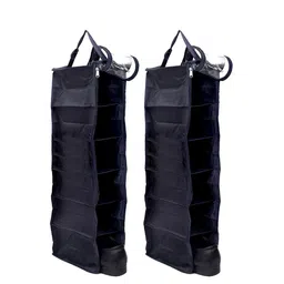 Kuber Industries Black 2 Pieces Durable 6- Shelf Hanging Shoe Storage Bag Organisers-5