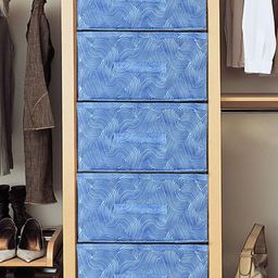 Kuber Industries Blue 5 Pieces Printed Replacement Drawer Storage Organisers-42